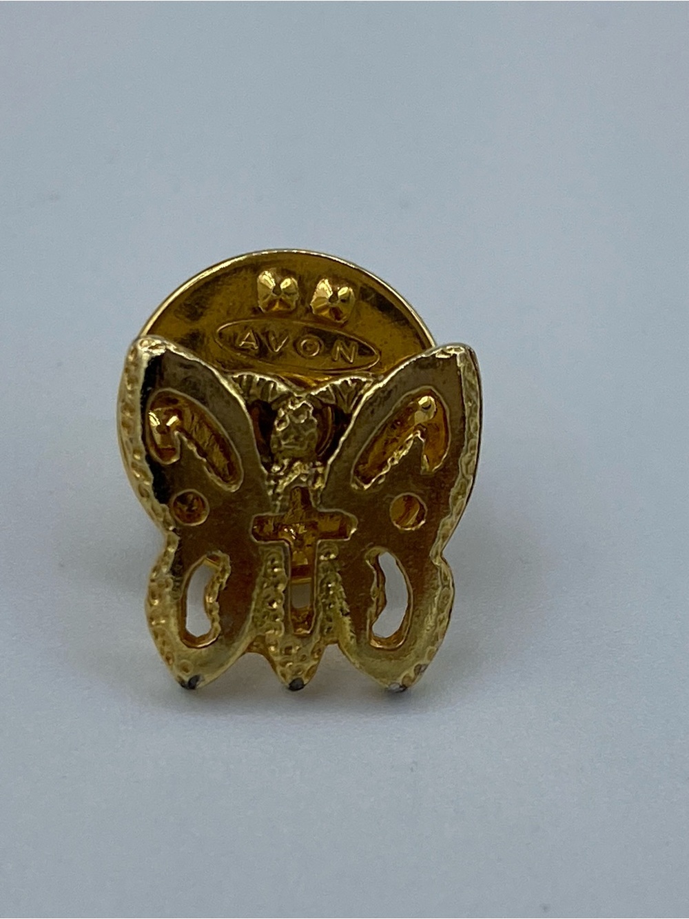 Avon Gold Butterfly Brooch with Cross Detail